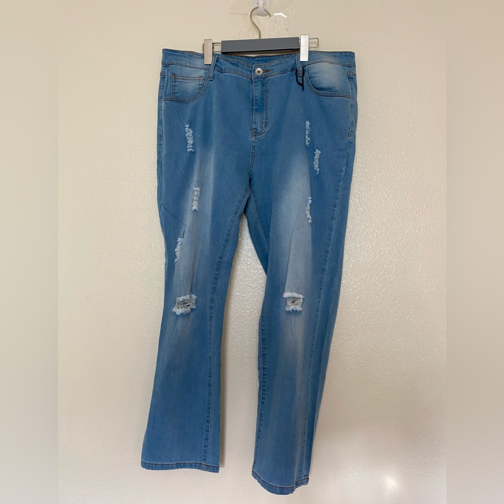 KYY Distressed Blue Straight Leg Women's Jeans Size 40